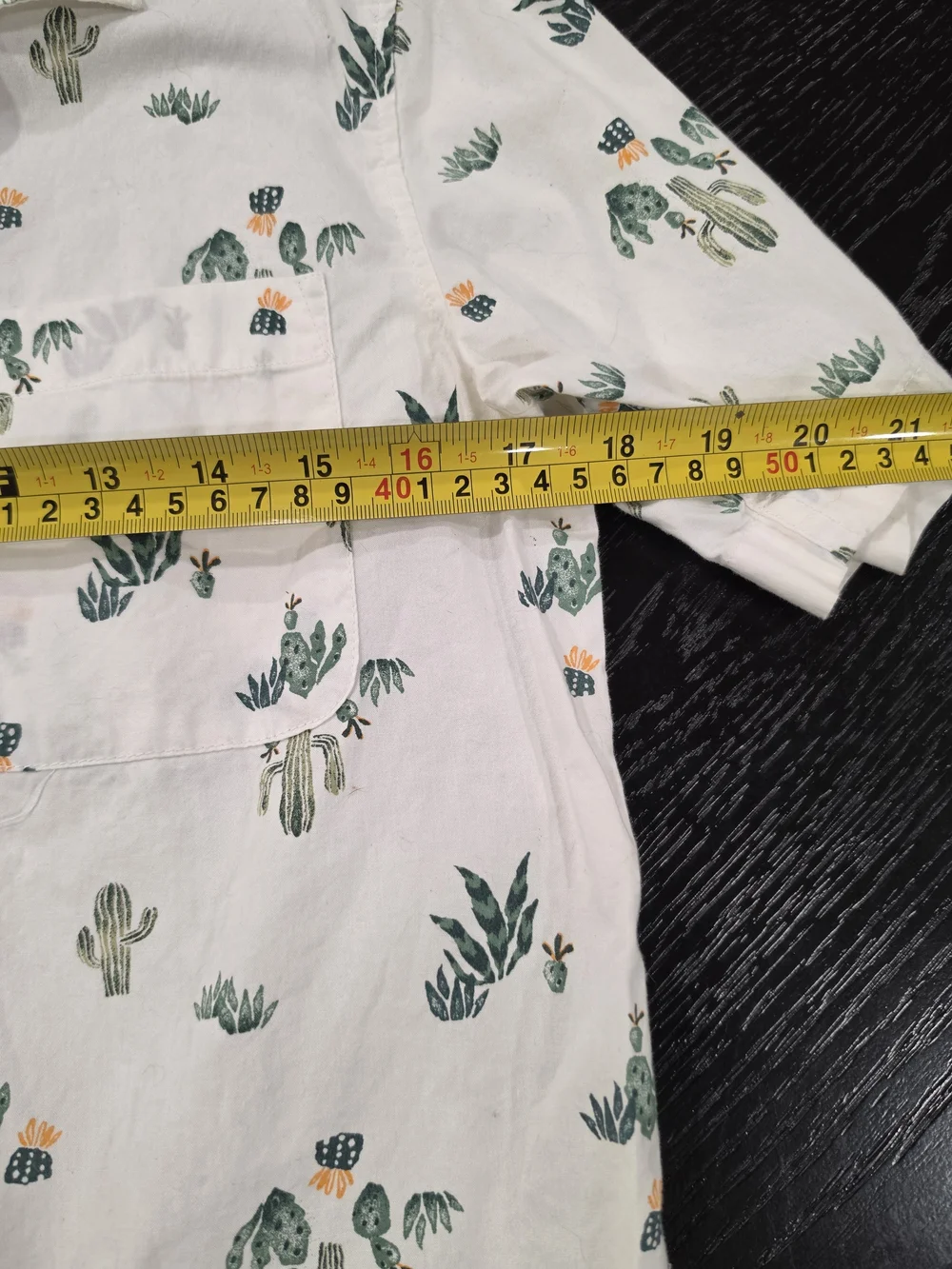 Old Navy White Short-Sleeve Button-Down with Green Cactus Print